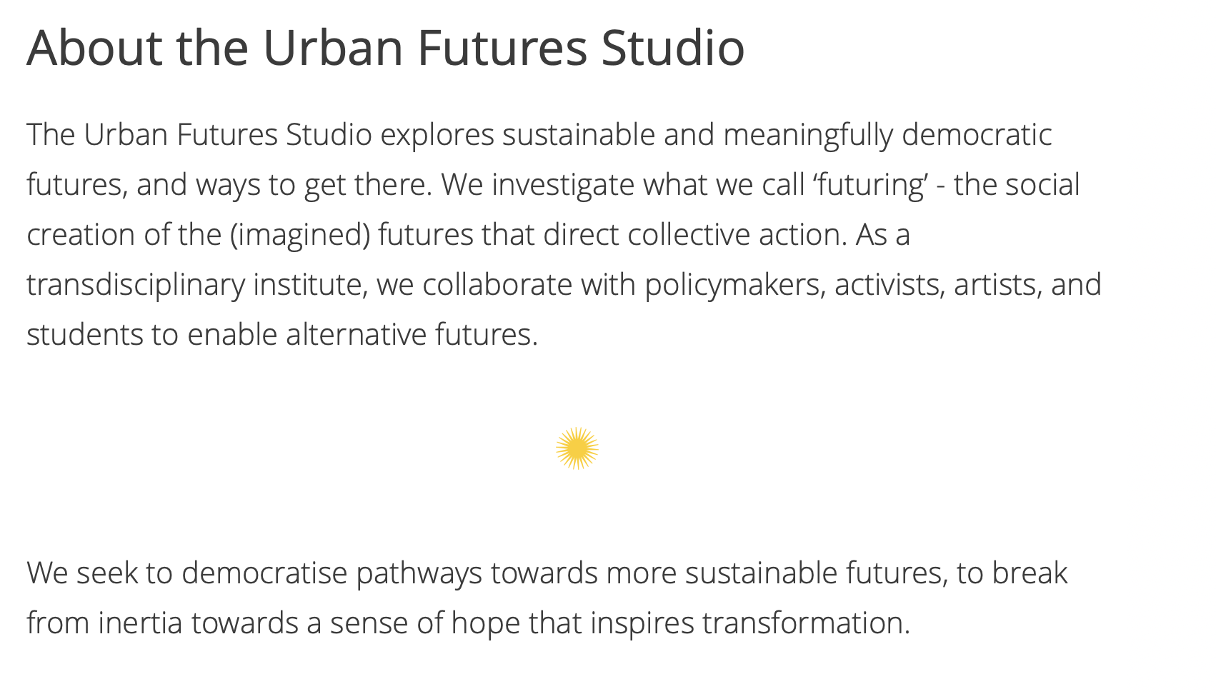 About the Urban Futures Studio