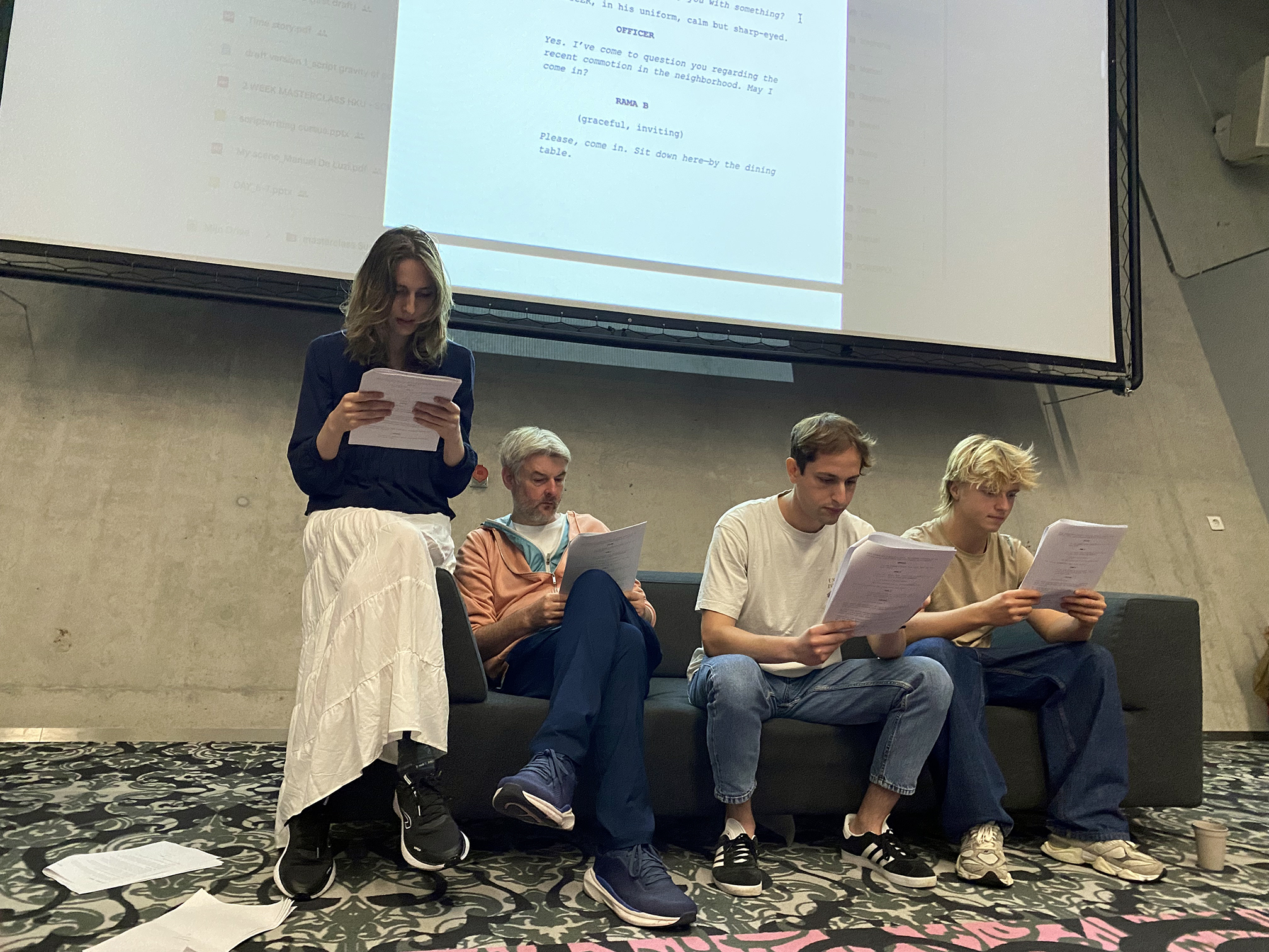 'table reading' of a scenario written by the students
